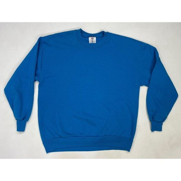 VINTAGE Jerzees Blank Crewneck Sweatshirt Men Large Blue 90s - Picture 1 of 9